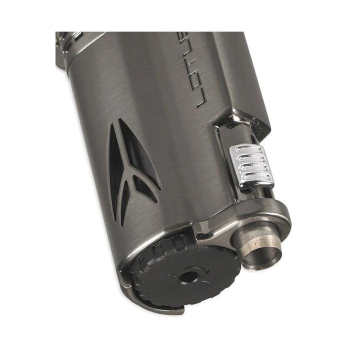 Lotus Defiant Twin Pinpoint Lighter with Punch Cutter – Black & Gunmetal Finish