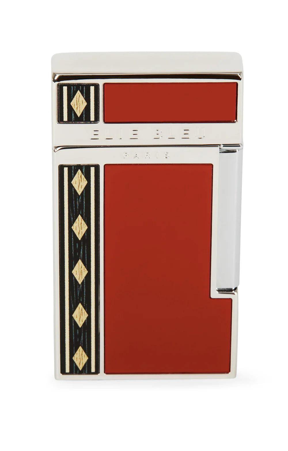 Elie Bleu "Diamond Jetflame & Alba Marquetry" Pocket Lighter - Red EBJ1463