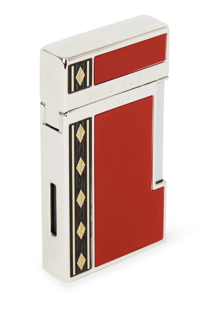 Elie Bleu "Diamond Jetflame & Alba Marquetry" Pocket Lighter - Red EBJ1463