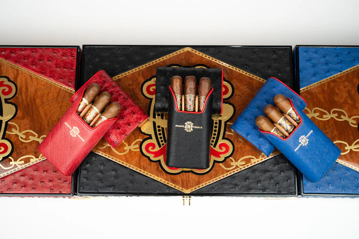 Brizard & Co. x Opus X Les Chaines De L'Amour Maccarrone Collaboration Cigar case + Opus X Cigars - Red Ostrich