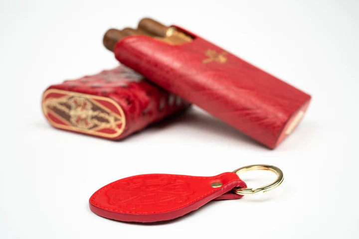 Brizard & Co. x Opus X Les Chaines De L'Amour Maccarrone Collaboration Cigar case + Opus X Cigars - Red Ostrich