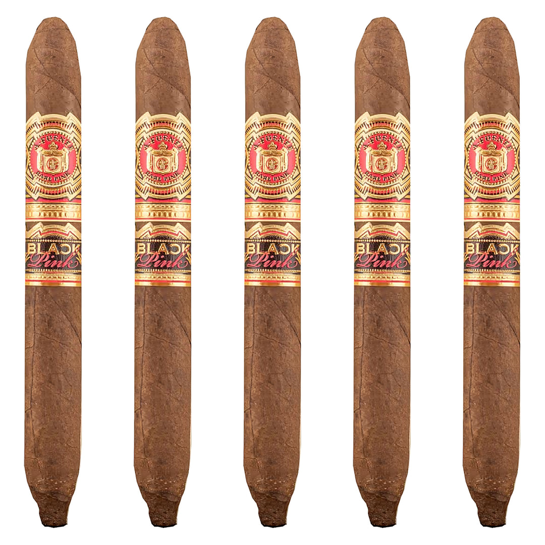 Five Arturo Fuente Black Pink Signature cigars, 6 × 46, side by side