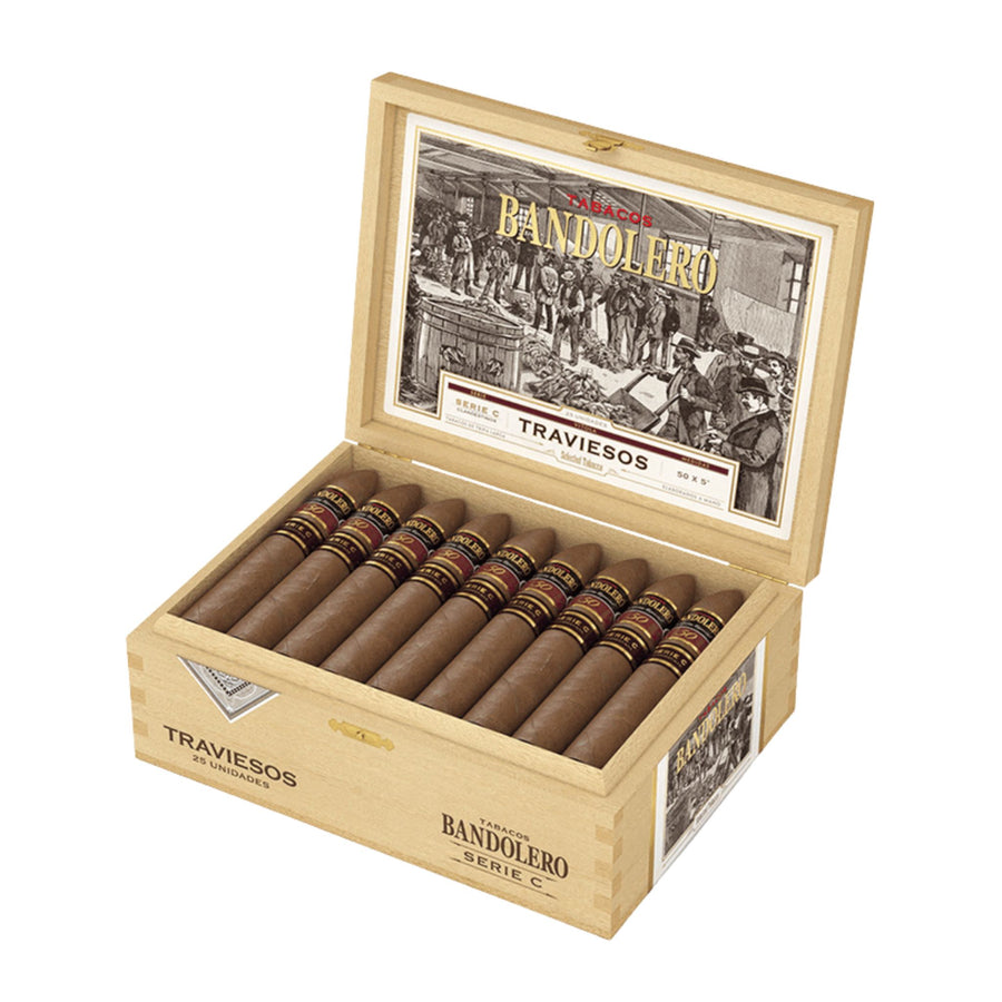 Bandolero Clandestinos Traviesos Torpedo 5" x 50 cigar in a premium tube.