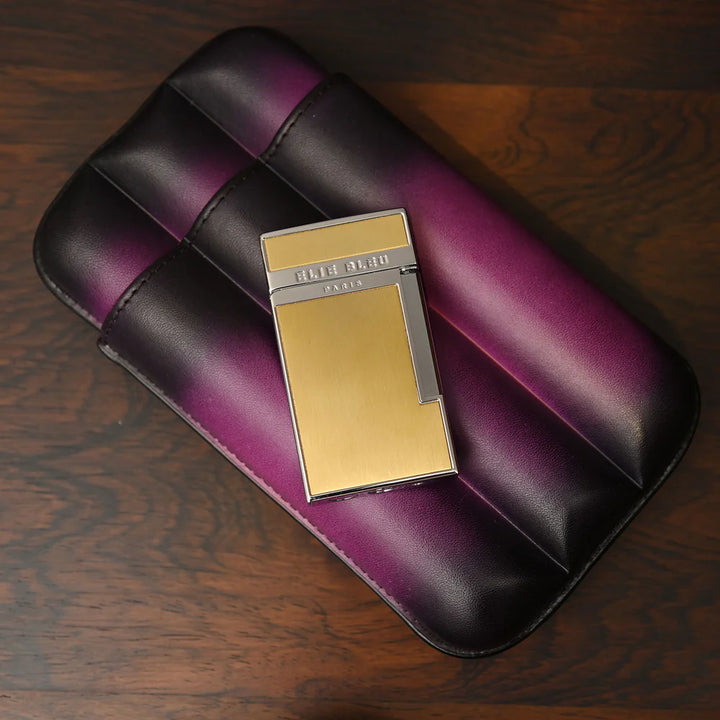Elie Bleu Two-Tone "Diamond Jetflame" Pocket Lighter - Brushed Gold EBJ1421