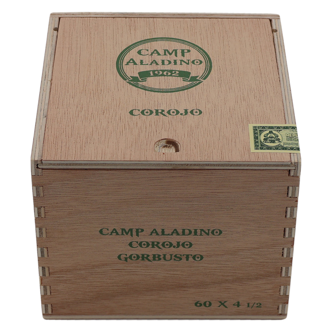 Closed box of Camp Aladino Corojo Gorbusto cigars