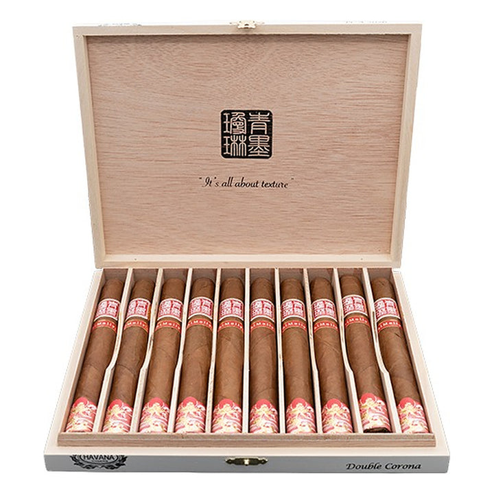 Open box of 10 ChiMolly Pangu PCA 2026 Double Corona cigars