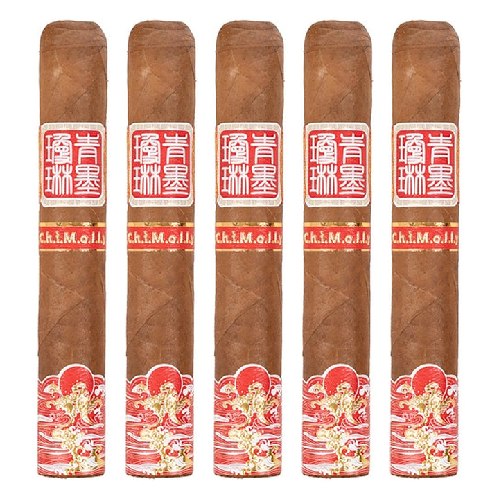 Five ChiMolly Pangu Robusto cigars, 5.0 × 47, lined up side by side