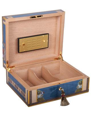 Elie Bleu Alba Wooden Humidor For 110 Cigars - Blue Sycamore