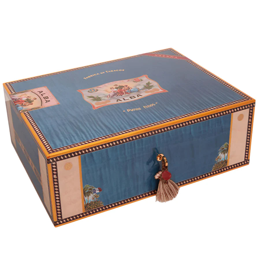 Elie Bleu Alba Wooden Humidor For 200 Cigars - Blue Sycamore