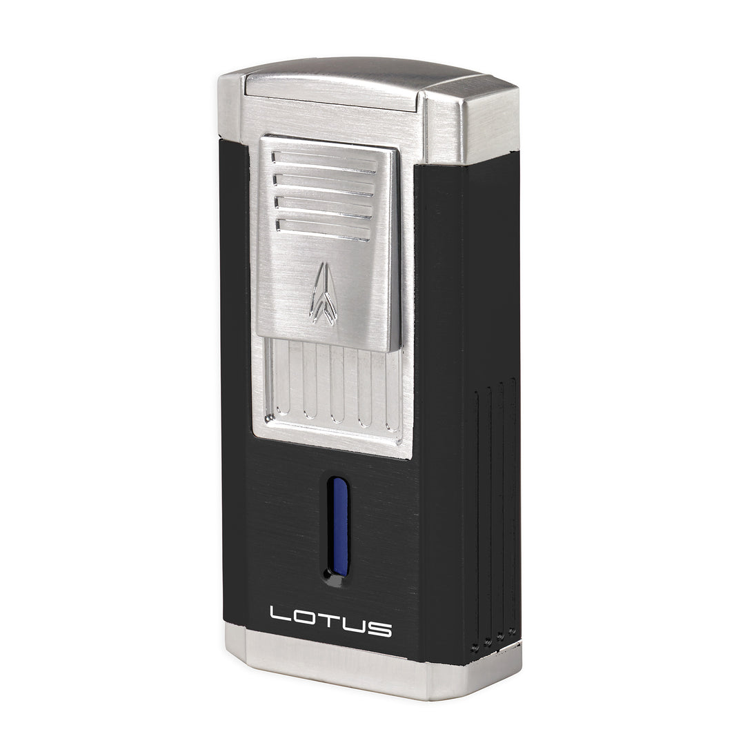 Lotus DUKE Lighter with Cutter - Chrome Satin & Black Matte