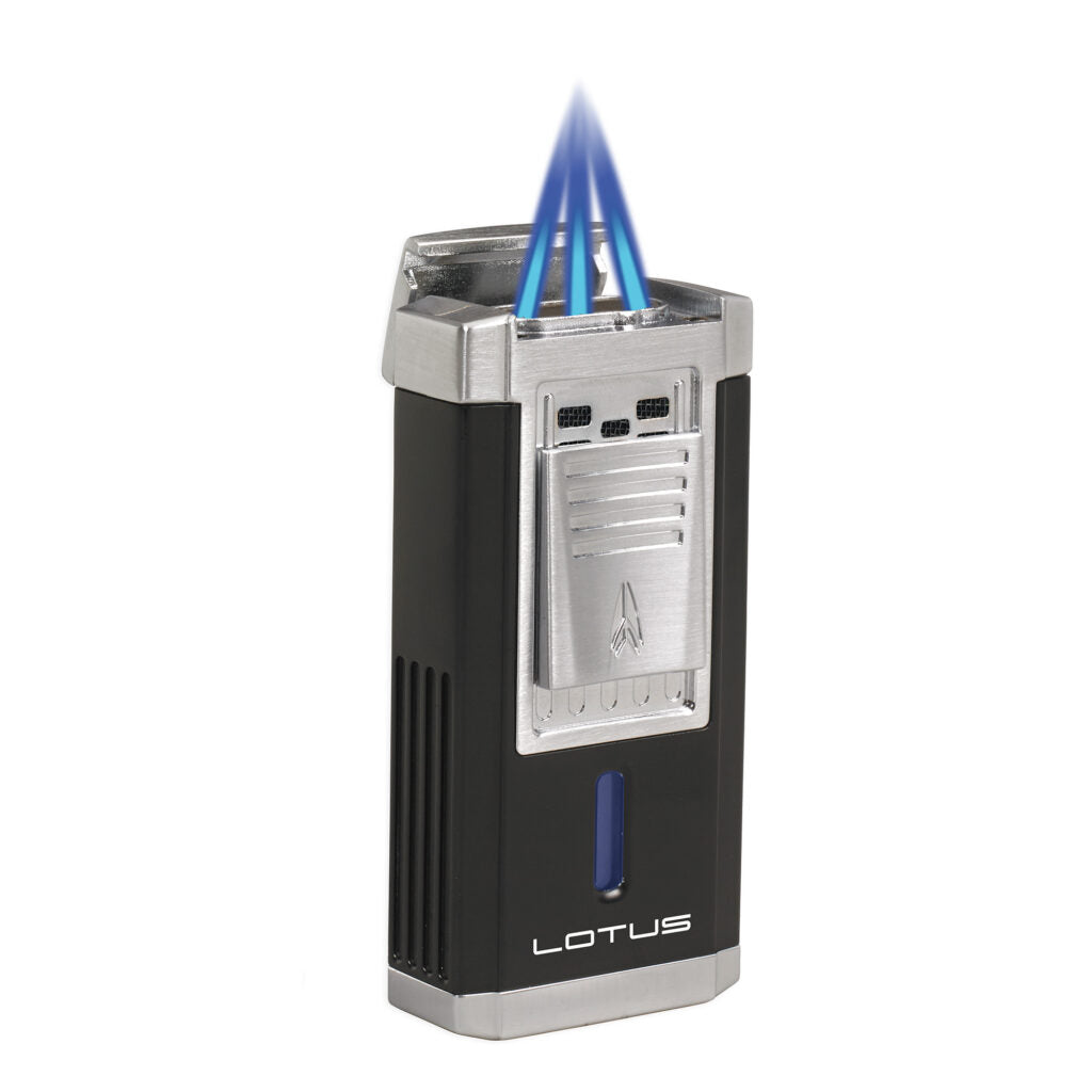 Lotus DUKE Lighter with Cutter - Chrome Satin & Black Matte