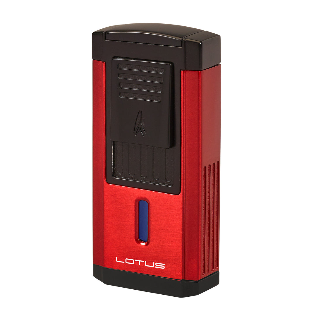 Lotus DUKE Lighter with Cutter - Black Satin & Anodized Red