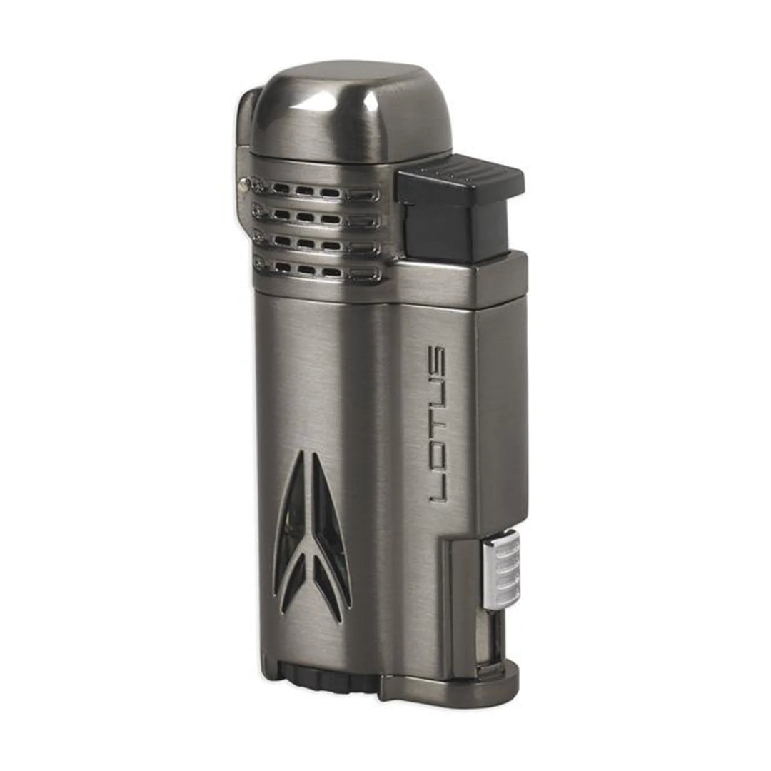 Lotus DEFIANT Twin Pinpoint Lighter with Punch - Dark Gunmetal Satin