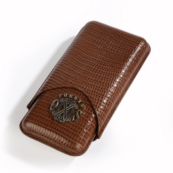 The Opus X Society Spanish Teju Leather 3 Cigars Case - Tobacco Brown