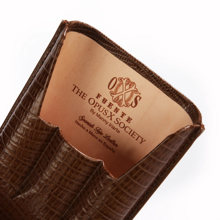 The Opus X Society Spanish Teju Leather 3 Cigars Case - Tobacco Brown