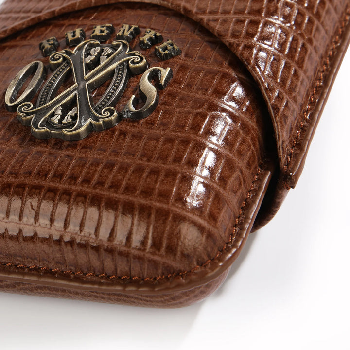 The Opus X Society Spanish Teju Leather 3 Cigars Case - Tobacco Brown