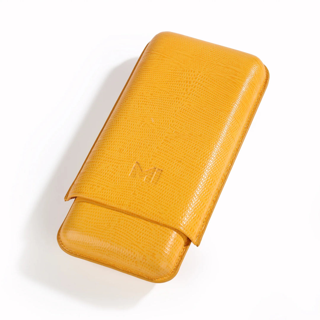 The Opus X Society Spanish Teju Leather 3 Cigars Case - Society Yellow