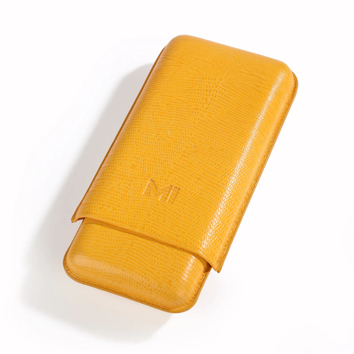 The Opus X Society Spanish Teju Leather 3 Cigars Case - Society Yellow