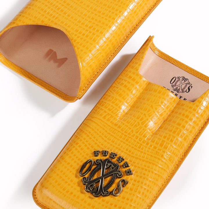 The Opus X Society Spanish Teju Leather 3 Cigars Case - Society Yellow