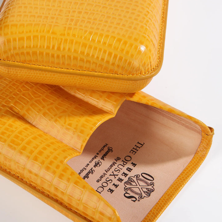 The Opus X Society Spanish Teju Leather 3 Cigars Case - Society Yellow