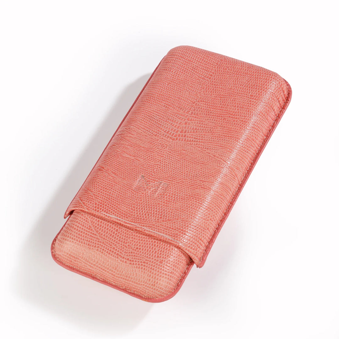 The Opus X Society Spanish Teju Leather 3 Cigars Case - Salmon Coral