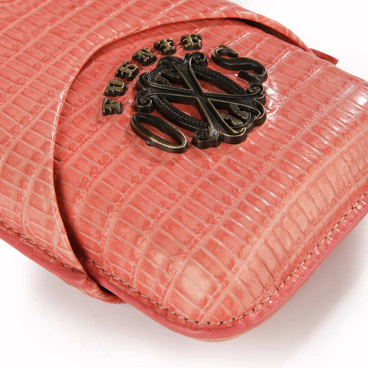 The Opus X Society Spanish Teju Leather 3 Cigars Case - Salmon Coral
