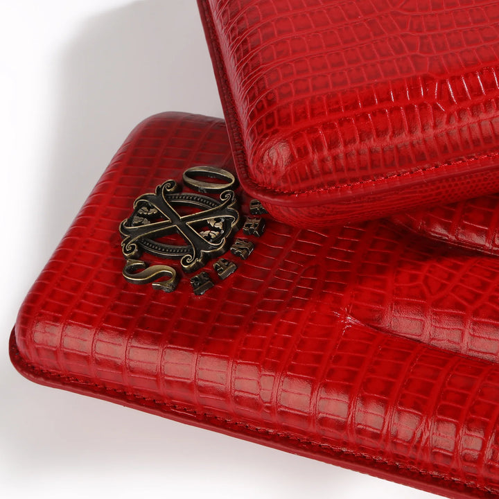 The Opus X Society Spanish Teju Leather 3 Cigars Case - Vivid Red