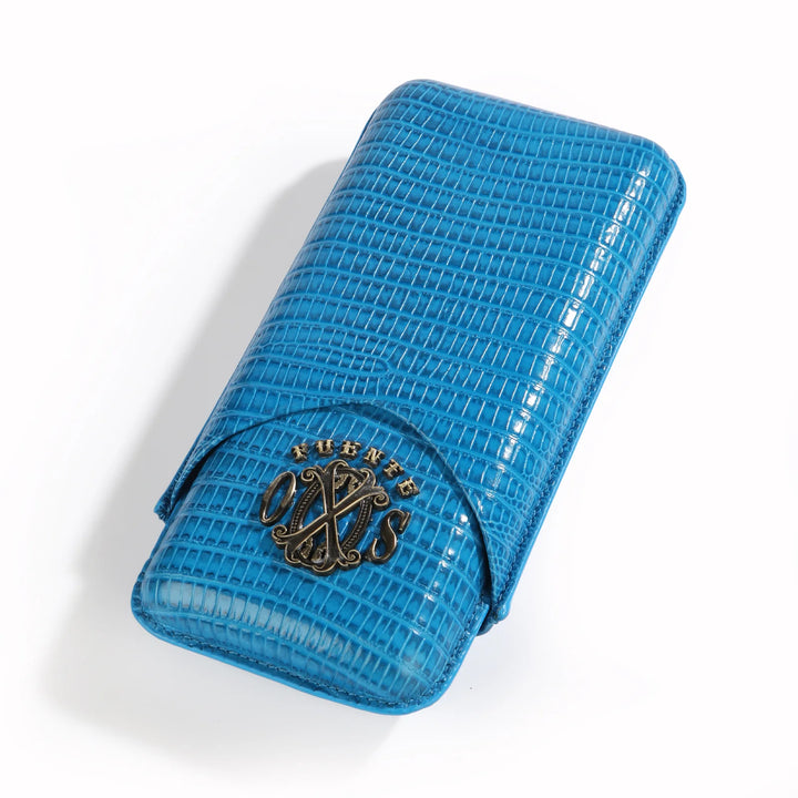 The Opus X Society Spanish Teju Leather 3 Cigars Case - Society Blue