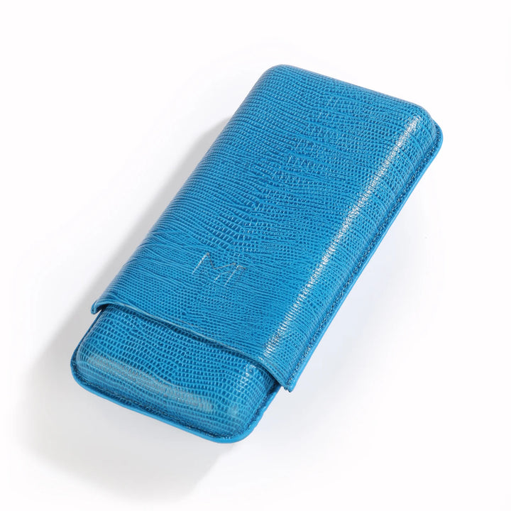 The Opus X Society Spanish Teju Leather 3 Cigars Case - Society Blue