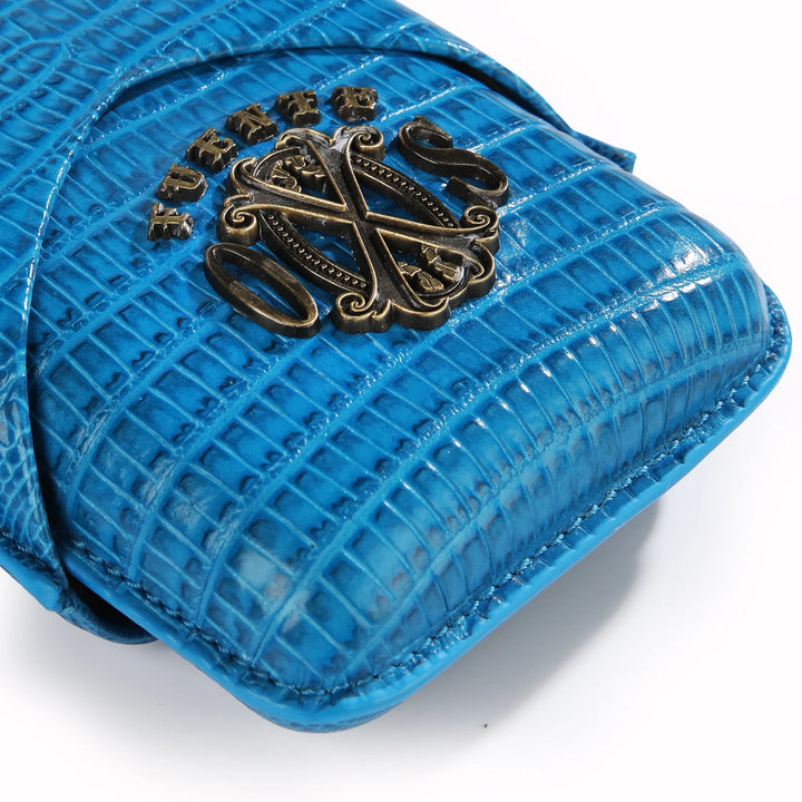 The Opus X Society Spanish Teju Leather 3 Cigars Case - Society Blue