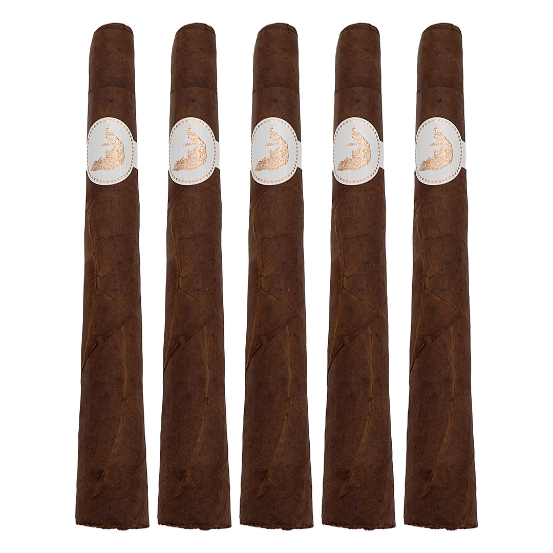 Five MBombay MQBA Mayura Pyramid premium cigars displayed together on a white background.
