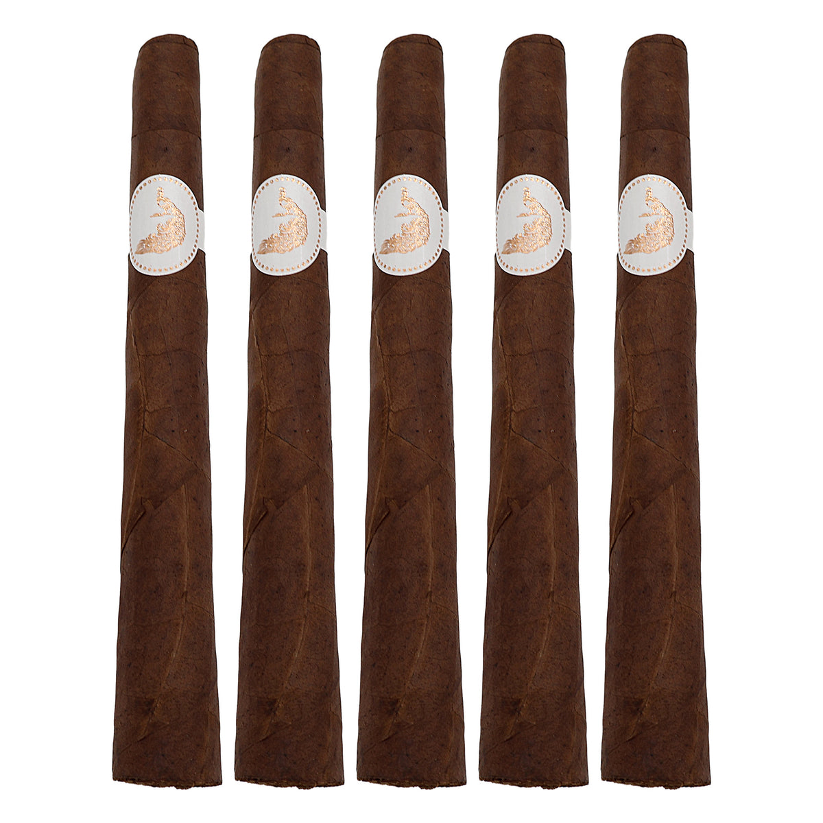 Five MBombay MQBA Mayura Pyramid premium cigars displayed together on a white background.