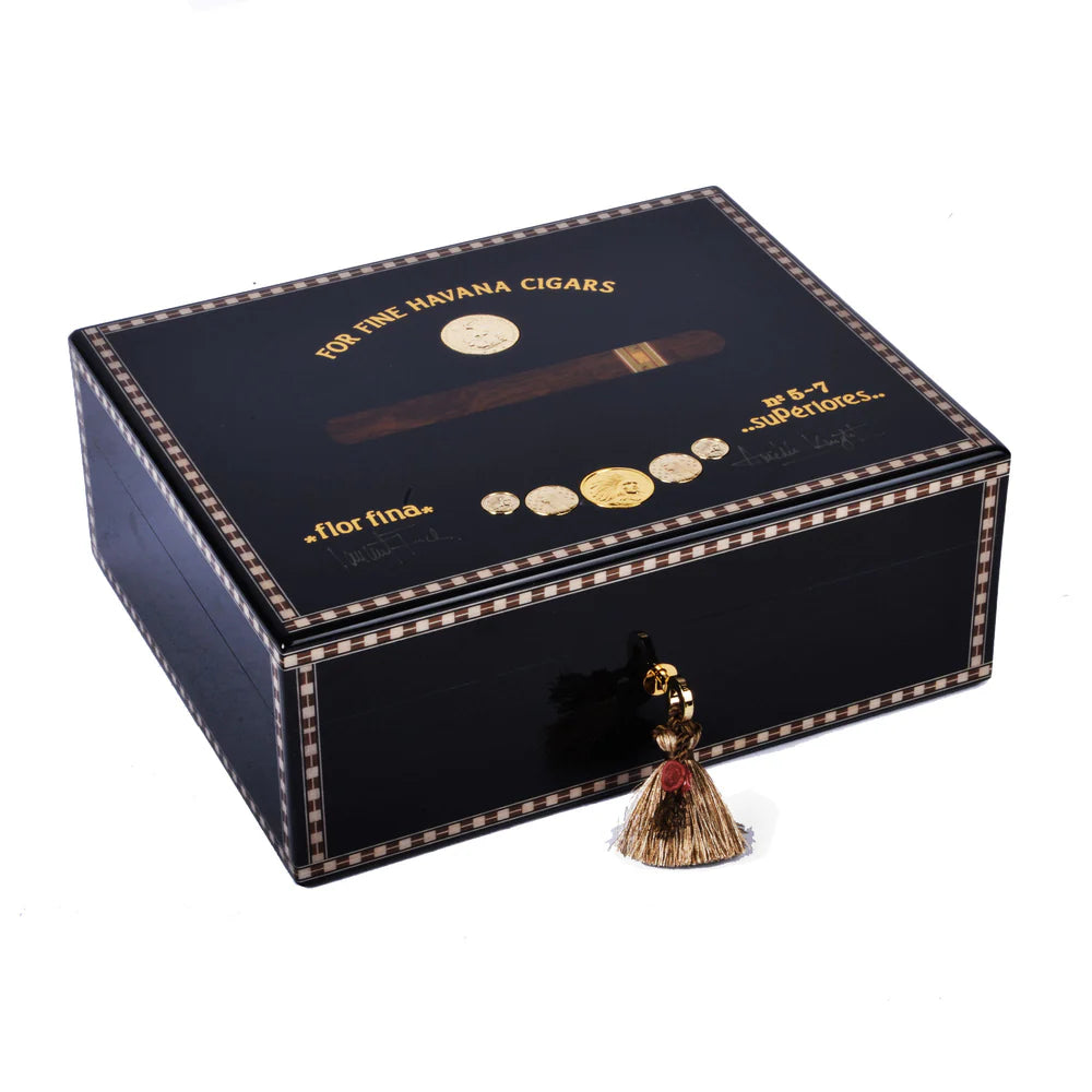 Elie Bleu "Medal" 75 Cigars Humidor - Black