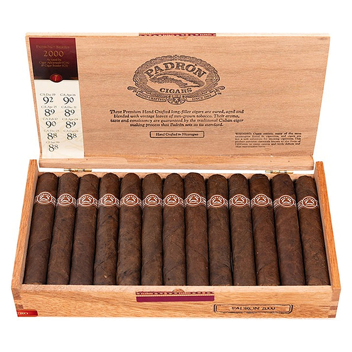 Open box of 26 Padron 2000 Maduro cigars