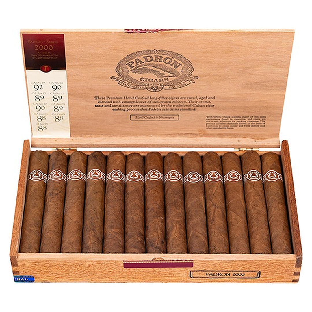 Open box of 26 Padron 2000 Natural cigars