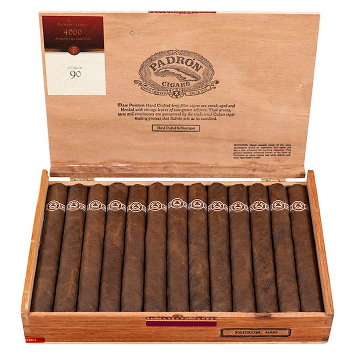 Open box of 26 Padron 4000 Maduro cigars