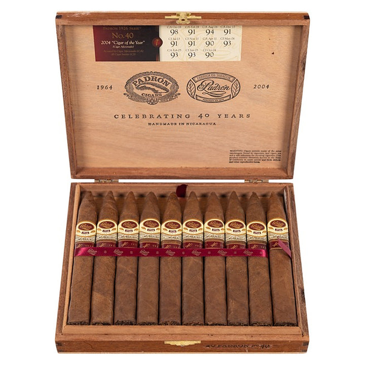 Open box of 20 Padron 1926 40th Anniversary Series Natural cigars