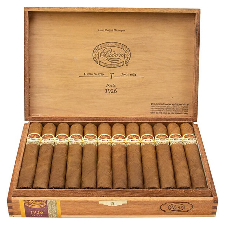 Open box of 24 Padron 1926 Series No. 47 Natural cigars