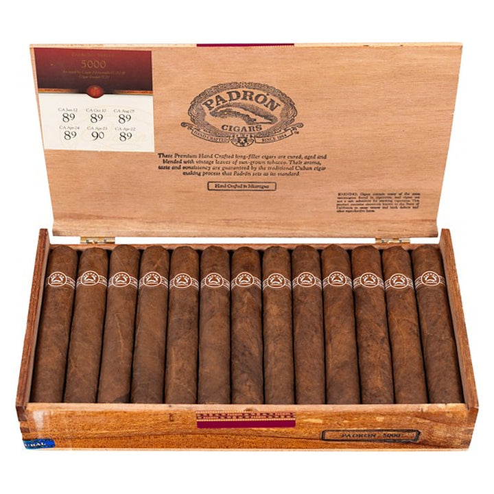 Open box of 26 Padron 5000 Natural cigars