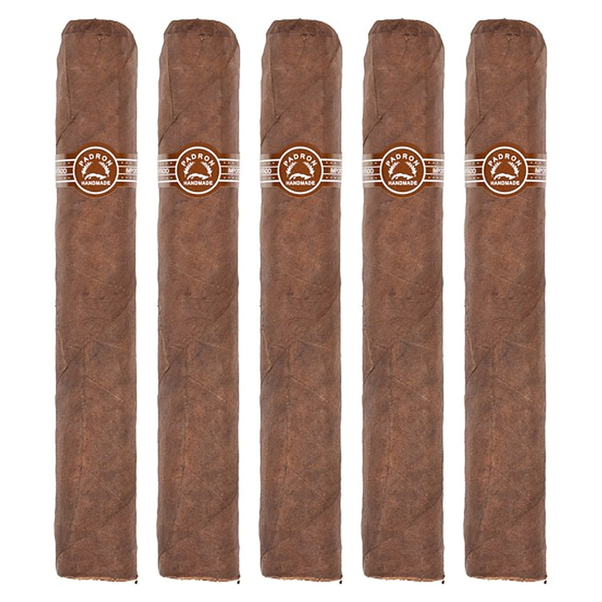 Five Padron 7000 Natural cigars, 6.25 × 60, lined up side by side