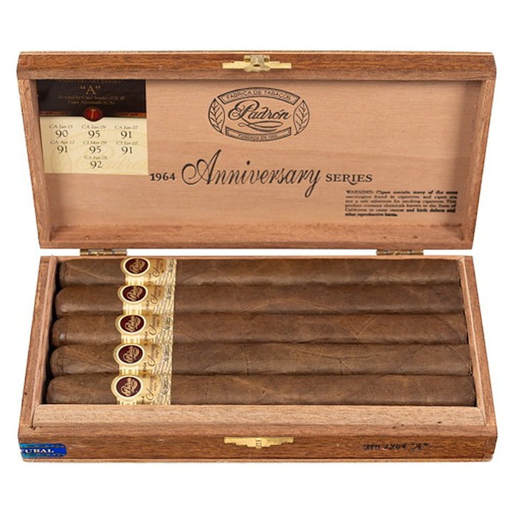 Open box of 10 Padron 1964 Anniversary Series "A" Natural cigars
