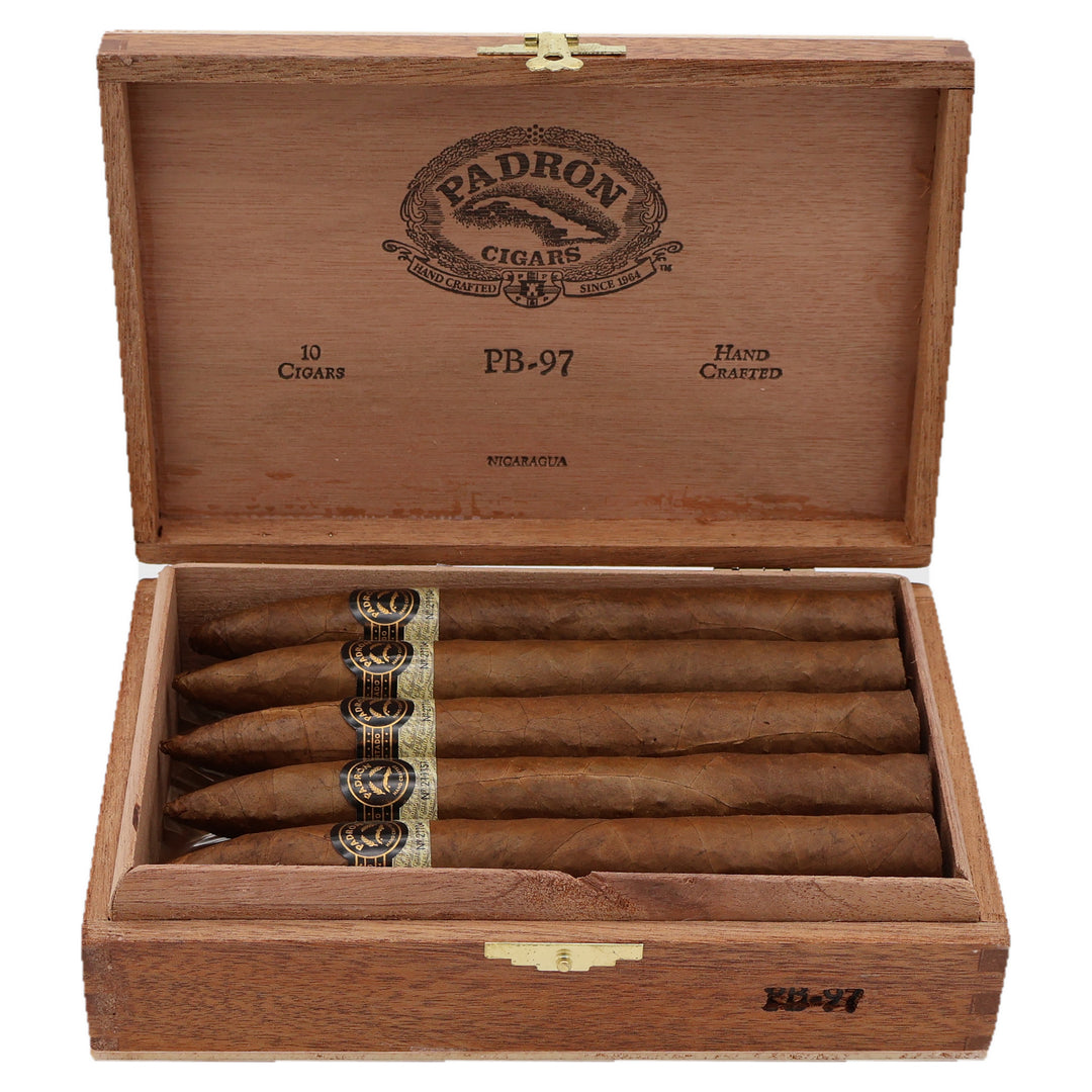 Open box of 10 Padron Black PB-97 Natural cigars
