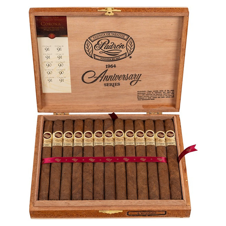 Open box of 25 Padron 1964 Anniversary Series Corona Natural cigars
