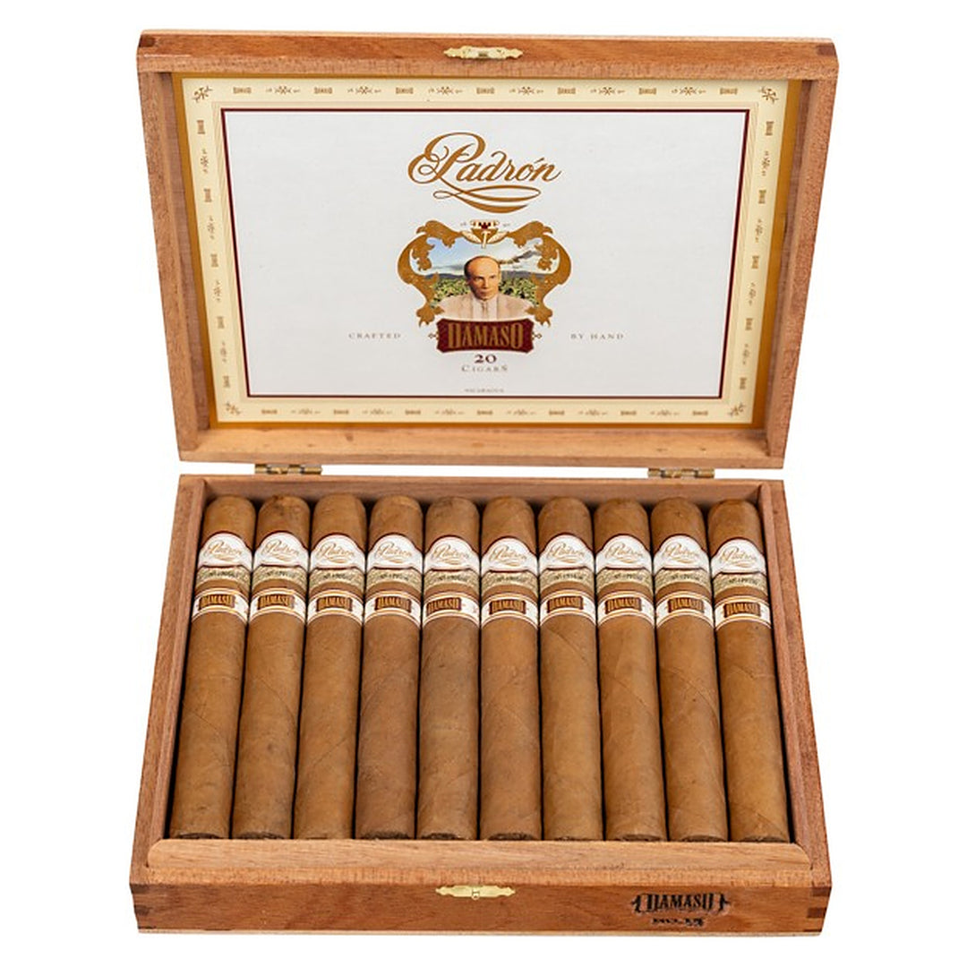 Open box of 20 Padron Damaso No. 15 cigars