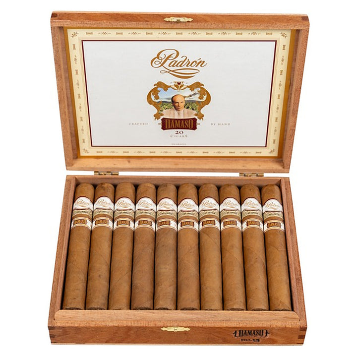 Open box of 20 Padron Damaso No. 15 cigars