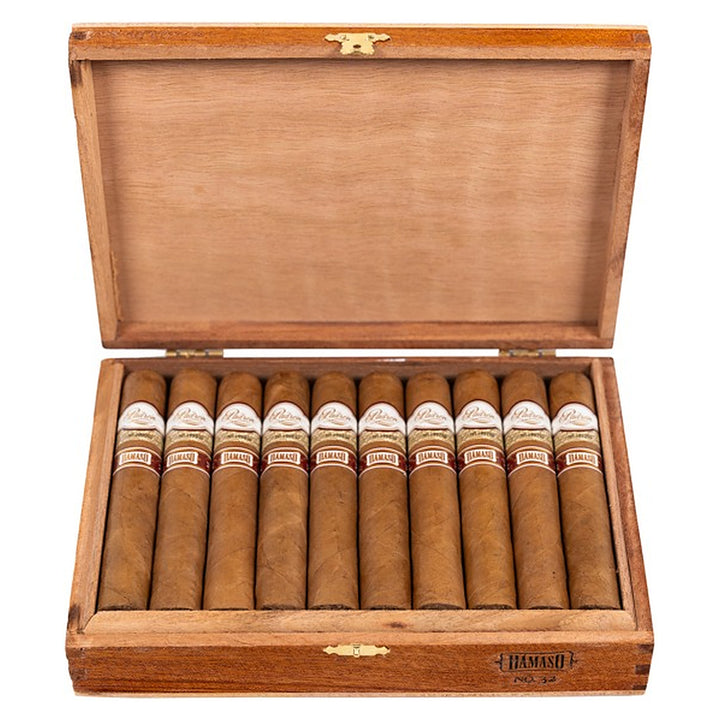 Open box of 20 Padron Damaso No. 32 cigars