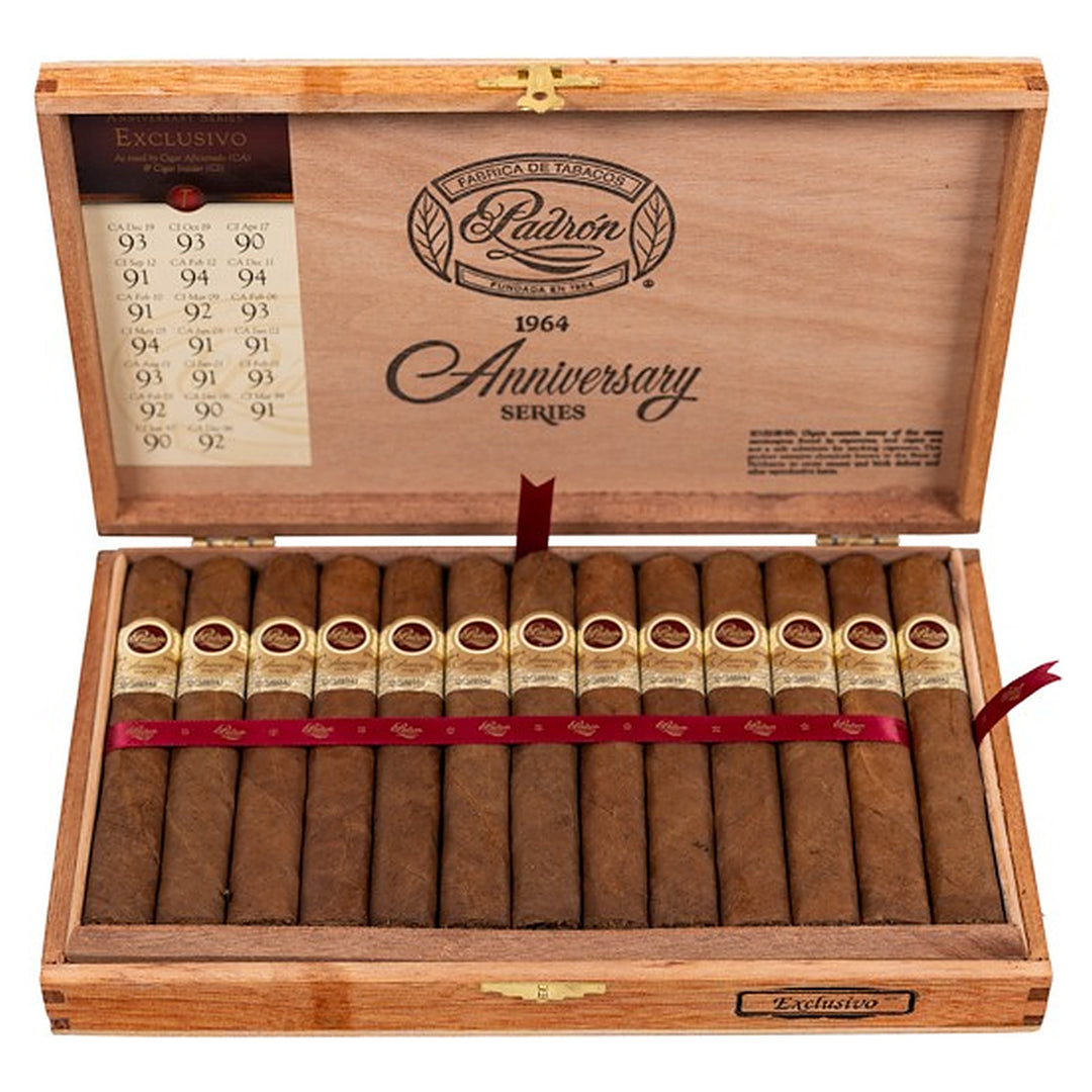 Open box of 25 Padron 1964 Anniversary Series Exclusivo Natural cigars