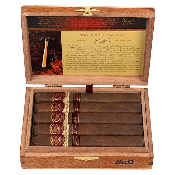 Open box of 10 Padron Family Reserve No. 45 Natural cigars