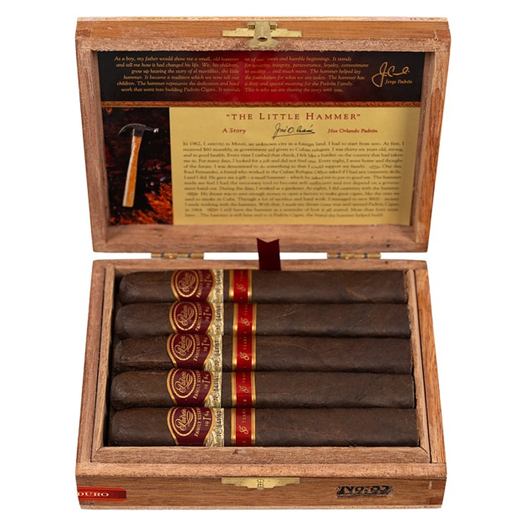 Open box of 10 Padron Family Reserve No. 85 Maduro cigars