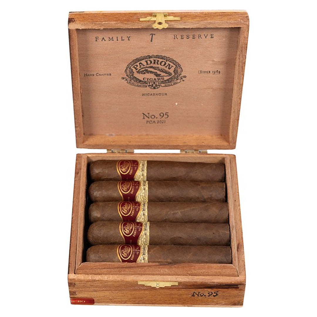 Open box of 10 Padron Family Reserve No. 95 Maduro cigars
